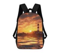 RLDOBOFE Sea Lighthouse in Sunset Backpack Large 17 Inch Backpacks for Women Men Travel Laptop Back Pack with Water Bottle Pocket Lightweight Casual Work Daypack for Business Hiking
