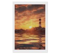 RLDOBOFE Sea Lighthouse in Sunset Diamond Painting Kit for Adults Square 5D Diamond Art Kits for Beginners DIY Full Drill Diamonds Dots Painting Gem Arts Crafts Home Wall Decor Gift 8"x12"