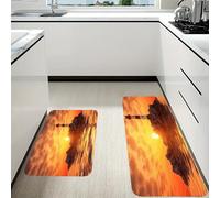 RLDOBOFE Sea Lighthouse in Sunset Kitchen Mats Set of 2 Cushioned Anti-Fatigue Non-Slip Kitchen Runner Rugs Comfort Foam Standing Mat Absorbent Floor Rug for Office Sink Home Laundry