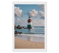 RLDOBOFE Sea Lighthouse Sandbeach Diamond Painting Kit for Adults Round 5d Diamond Art Kits for Beginners DIY Full Drill Diamonds Dots Painting Gem Arts Crafts Home Wall Decor Gift 8"x12"