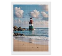RLDOBOFE Sea Lighthouse Sandbeach Diamond Painting Kit for Adults Square 5D Diamond Art Kits for Beginners DIY Full Drill Diamonds Dots Painting Gem Arts Crafts Home Wall Decor Gift 12"x16"