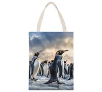RLDOBOFE Sea Penguin Tote Bags for Holiday Gifts, Personalized Canvas Shoulder Bag with Handle for Activity, Reusable Cloth Bags for Advertising, Large Shopping Bag for Unisex