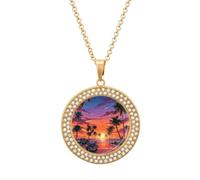 RLDOBOFE - Sea road pendant necklace for women, diamond circle necklace with 20 inch chain, cute diamond jewelry necklace for birthday, Christmas, gift of the