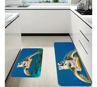 RLDOBOFE Sea Turtles Kitchen Mats Set of 2 Cushioned Anti-Fatigue Non-Slip Kitchen Runner Rugs Comfort Foam Standing Mat Absorbent Floor Rug for Office Sink Home Laundry