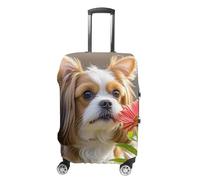 RLDOBOFE Shih Tzu Dog And Flowers Travel Luggage Cover Anti Scratch Suitcase Protector Washable Elastic Baggage Cover, white, L, Stylish