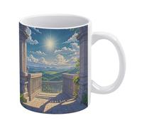 RLDOBOFE Shining Overlook Ceramic Coffee Mug, 11.2 Oz Tea Cup with Handle, Coffee Cup for Latte Hot Tea Cappuccino Mocha Cocoa
