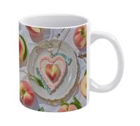 RLDOBOFE Shining PeachHeart (2) Ceramic Coffee Mug, 11.2 Oz Tea Cup with Handle, Coffee Cup for Latte Hot Tea Cappuccino Mocha Cocoa