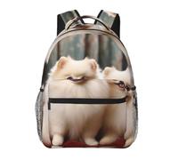 RLDOBOFE Short-Haired Pomeranian Dog Cute Backpack Waterproof Lightweight Casual Backpack One Size Daypack Travel Laptop Bag For Men Women
