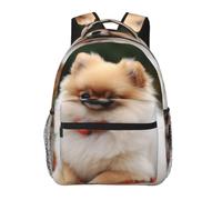 RLDOBOFE Short-Haired Pomeranian Dog Cute Backpack Waterproof Lightweight Casual Backpack One Size Daypack Travel Laptop Bag For Men Women