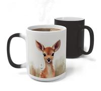 RLDOBOFE Sika Deer Ceramic Color Changing Mug Heat Transforming Activated Mug 11 Oz Heat Changing Sensitive Tea Cup Magic Novelty Coffee Cup Drinkware Home Kitchen Gift