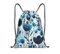 RLDOBOFE Simple Flowers Drawstring Backpack Sports Gym Sackpack Waterproof Swim Bag Men Women Draw String Bag, Black, S