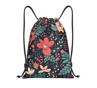 RLDOBOFE Simple Little Flower Drawstring Backpack Sports Gym Sackpack Waterproof Swim Bag Men Women Draw String Bag, Black, S