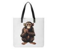 RLDOBOFE Sitting Monkey Tote Bag Shoulder Bags Grocery Shopping Bag