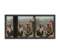 RLDOBOFE Sitting Monkey Trifold Wallet Minimalist Mens Wallet with Key Hook 8 Card Slots Modern Stylish Polyester Security Wallets Fashion Slim Credit Card Holder Id Window