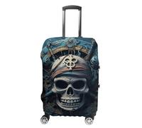 RLDOBOFE Skeleton Pirate Baggage Cover for Travel, Washable Suitcase Covers for Home, Dustproof Luggage Protector Skins with Zippers, Protector Anti Scratch, Luggage Covers, white, L, Luggage Case