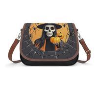 RLDOBOFE Skeleton Spider Web Crossbody Bags for Women Vegan Leather Handbags with Adjustable Strap Trendy Medium Shoulder Bag Lightweight Travel Saddle Bag Little Purse Wallet