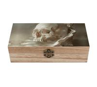 RLDOBOFE Skulls And Shells Wooden Keepsake Box with Lids Wood Storage Box with A Hinged Lid Decorative Boxes Table Large Rectangular Organizer Container for Jewelry Photos Craft