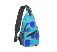 RLDOBOFE Sling Bag for Women Men Crossbody Shoulder Bag 256W Square Bright Glass Mosaic_1 Chest Bag Small Sling Backpack Daypack Fanny Packs
