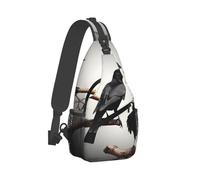 RLDOBOFE Sling Bag for Women Men Crossbody Shoulder Bag Black Crow Birds on a branch Chest Bag Small Sling Backpack Daypack Fanny Packs