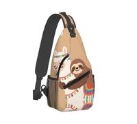 RLDOBOFE Sling Bag for Women Men Crossbody Shoulder Bag Cute Sloth and Llama Hug Chest Bag Small Sling Backpack Daypack Fanny Packs