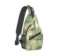 RLDOBOFE Sling Bag for Women Men Crossbody Shoulder Bag Green Pattern Chest Bag Small Sling Backpack Daypack Fanny Packs