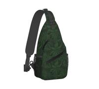 RLDOBOFE Sling Bag for Women Men Crossbody Shoulder Bag Hunter Green Floral Petals Pattern Chest Bag Small Sling Backpack Daypack Fanny Packs