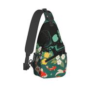 RLDOBOFE Sling Bag for Women Men Crossbody Shoulder Bag Koi Fish Skull Chest Bag Small Sling Backpack Daypack Fanny Packs