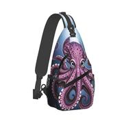 RLDOBOFE Sling Bag for Women Men Crossbody Shoulder Bag Purple Octopus Chest Bag Small Sling Backpack Daypack Fanny Packs