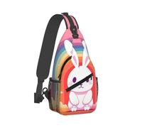RLDOBOFE Sling Bag for Women Men Crossbody Shoulder Bag Rabbit and Rainbow Chest Bag Small Sling Backpack Daypack Fanny Packs