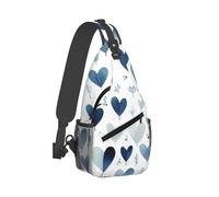 RLDOBOFE Sling Bag for Women Men Crossbody Shoulder Bag Simple Blue Heart Shape Chest Bag Small Sling Backpack Daypack Fanny Packs