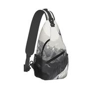 RLDOBOFE Sling Bag for Women Men Crossbody Shoulder Bag Snow Mountain Lone Wolf Chest Bag Small Sling Backpack Daypack Fanny Packs