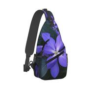 RLDOBOFE Sling Bag for Women Men Crossbody Shoulder Bag Violet and leaf pattern Chest Bag Small Sling Backpack Daypack Fanny Packs