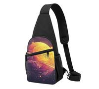 RLDOBOFE Sling bag for Women Men Trendy Sling Bakpack Casual Chest Bag Leopard and Sunflower Fanny Pack for Travel Hiking, Outer Space Planets, One Size