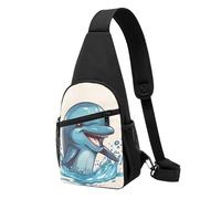 RLDOBOFE Sling bag for Women Men Trendy Sling Bakpack Casual Chest Bag Leopard and Sunflower Fanny Pack for Travel Hiking, Happy Dolphin Cartoon, One Size