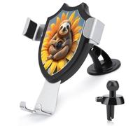 RLDOBOFE Sloth Sitting on Sunflower Car Phone Holder, Phone Holder Mount for Car Windshield Dashboard & Straight Air Vent, Universal Hands Free Automobile Cell Phone Holders for 4-6 Inch Smartphones