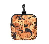 RLDOBOFE Small Neoprene Pouch, Mini Portable Makeup Bag With Carabiner Keychain Waterproof Travel Coin Purse Storage Bag Orange Vibrant Nightmare Clutch Cosmetic Organizer For Women