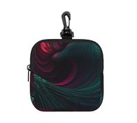 RLDOBOFE Small Neoprene Pouch, Mini Portable Makeup Bag With Carabiner Keychain Waterproof Travel Coin Purse Storage Bag Flowing Lines Clutch Cosmetic Organizer For Women