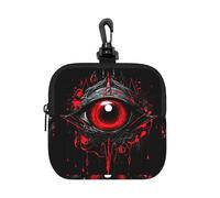 RLDOBOFE Small Neoprene Pouch, Mini Portable Makeup Bag With Carabiner Keychain Waterproof Travel Coin Purse Storage Bag Eye Of Hell Clutch Cosmetic Organizer For Women