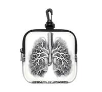 RLDOBOFE Small Neoprene Pouch, Mini Portable Makeup Bag With Carabiner Keychain Waterproof Travel Coin Purse Storage Bag Lungs Vector Image Clutch Cosmetic Organizer For Women