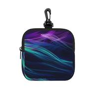 RLDOBOFE Small Neoprene Pouch, Mini Portable Makeup Bag With Carabiner Keychain Waterproof Travel Coin Purse Storage Bag Free Flowing Lines Clutch Cosmetic Organizer For Women