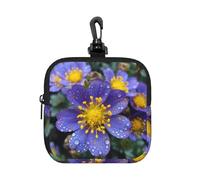 RLDOBOFE Small Neoprene Pouch, Mini Portable Makeup Bag With Carabiner Keychain Waterproof Travel Coin Purse Storage Bag Growing Purple Flowers Clutch Cosmetic Organizer For Women