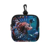RLDOBOFE Small Neoprene Pouch, Mini Portable Makeup Bag With Carabiner Keychain Waterproof Travel Coin Purse Storage Bag Fish In Fish Tank Clutch Cosmetic Organizer For Women