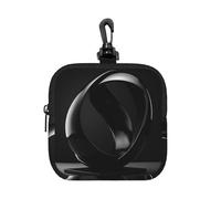 RLDOBOFE Small Neoprene Pouch, Mini Portable Makeup Bag With Carabiner Keychain Waterproof Travel Coin Purse Storage Bag Piece Of Black Ornament Clutch Cosmetic Organizer For Women
