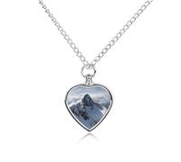 RLDOBOFE Snow Mountain Cremation Jewelry for Ashes Heart Urn Necklaces Personalized Memorial Necklace Dog Cat Keepsake Pendant Custom Small Locket Ash Holder for Women Men
