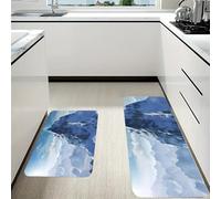 RLDOBOFE Snow Mountain Kitchen Mats Set of 2 Cushioned Anti-Fatigue Non-Slip Kitchen Runner Rugs Comfort Foam Standing Mat Absorbent Floor Rug for Office Sink Home Laundry