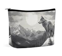RLDOBOFE Snow Mountain Lone Wolf Makeup Bag Cosmetic Bags Toiletry Bag