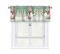 RLDOBOFE Snowman Christmas Curtain Valance for Windows,Kitchen Window Curtains Blackout Drapes Window Treatments Decorative Rod Pocket Short Curtain for Living Room Bedroom,54" W x 18" L