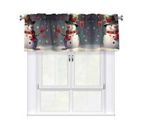 RLDOBOFE Snowman Christmas Curtain Valance for Windows,Kitchen Window Curtains Blackout Drapes Window Treatments Decorative Rod Pocket Short Curtain for Living Room Bedroom,54" W x 18" L