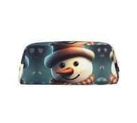 RLDOBOFE Snowman Wearing Hat print Pencil Bag waterproof Zipper Pencil Case Leather Pen Box Cosmetic Bag For Office Pencil
