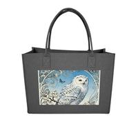 RLDOBOFE Snowy Owl Cornus Felt Tote Bag Reusable Kitchen Grocery Bag Versatile Large Capacity Commuter Handbags, Dark Gray, One Size